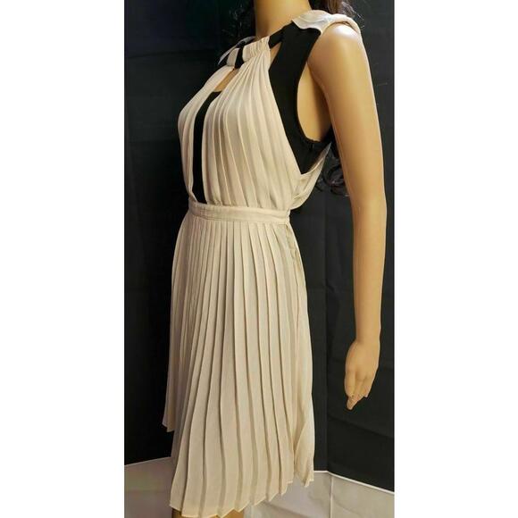 Tinley Road Dresses & Skirts - Tinley Road Women's Cream Black sleeveless, pleated dress, size M side Zipper